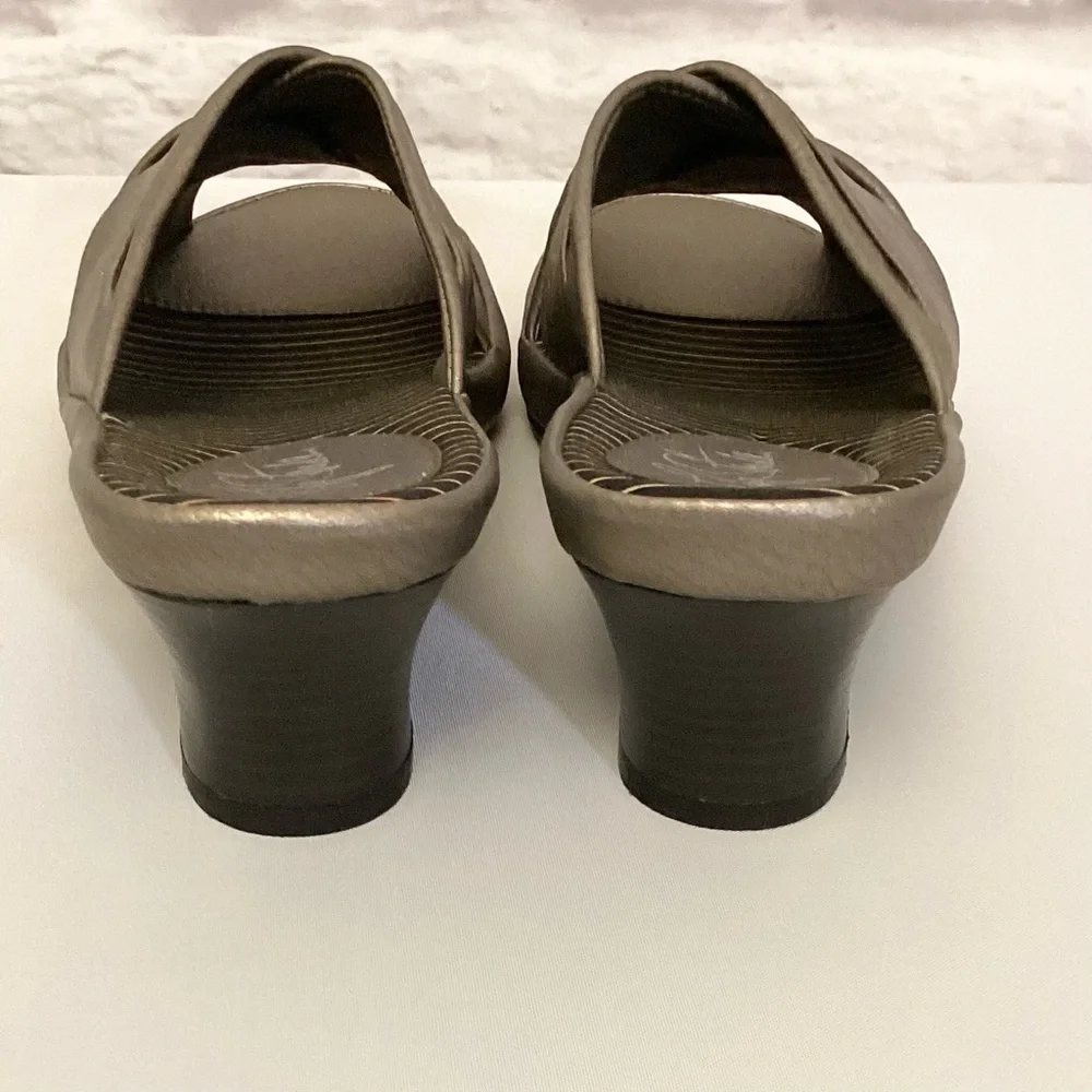 Life Stride Bronze Metallic Slip-On Heeled Sandals